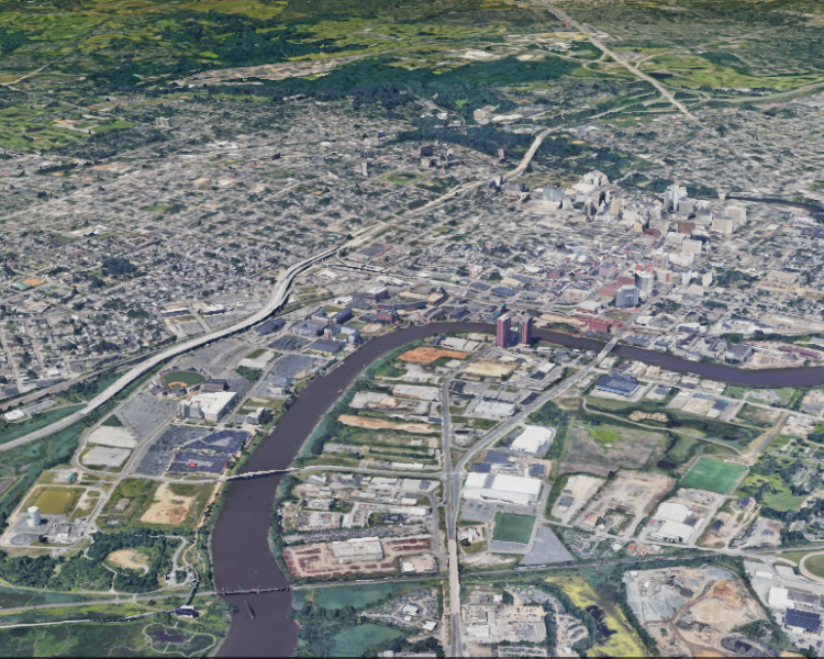 Aerial View of Riverfront